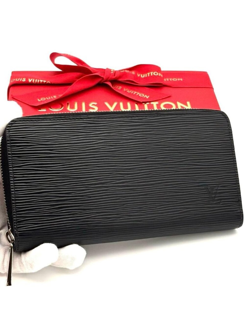 Louis Vuitton Logo Wallet Epi Zippy Black